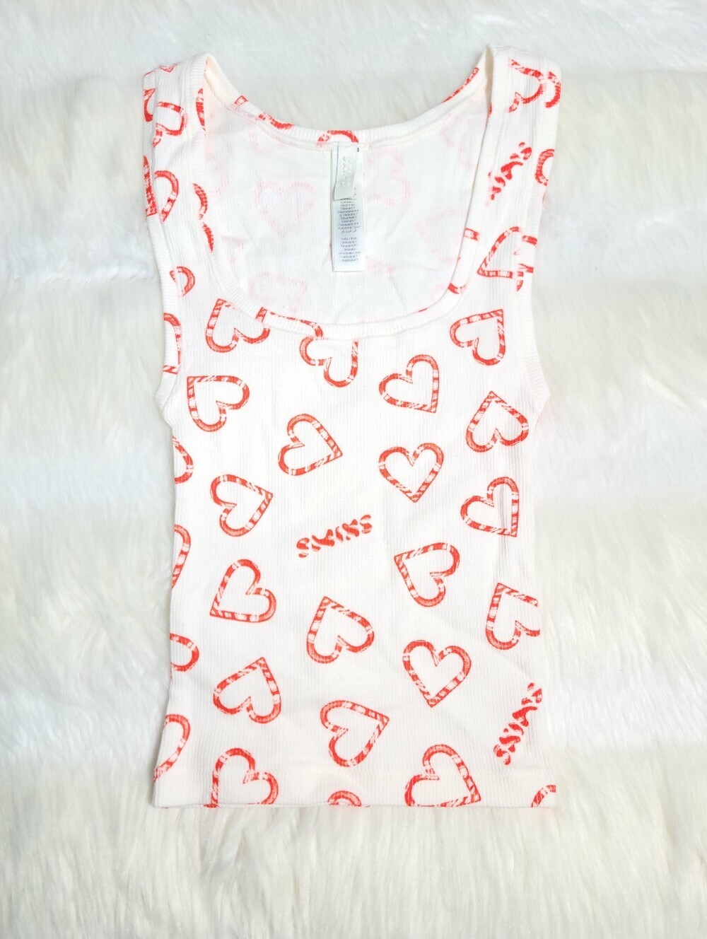 SKIMS Cotton Rib Tank Heart Print Women XXS NEW